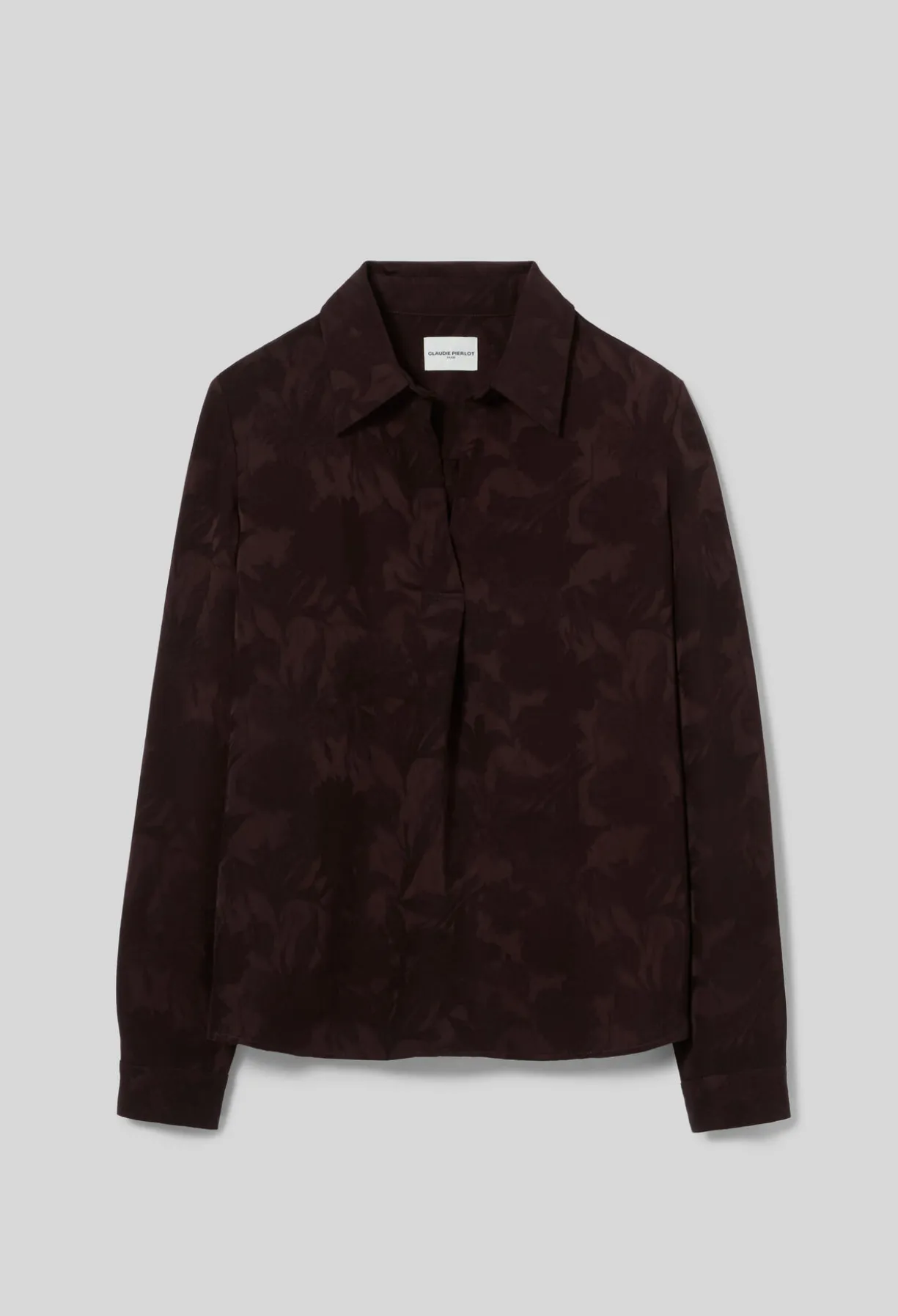 Blouse droite jacquard floral col rabats