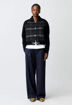 Blouson bi-matière rayé
