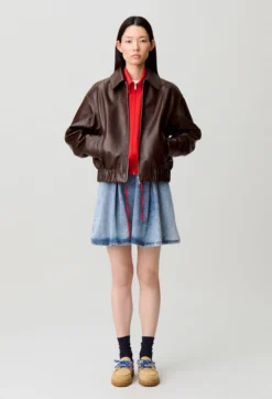 Blouson cuir brillant casual