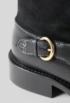 Bottes mi-hautes cuir suède noir
