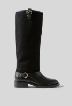 Bottes mi-hautes cuir suède noir