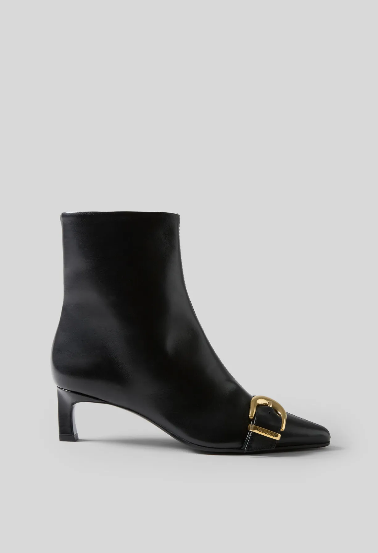 Bottines cuir boucle dorée