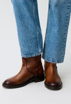 Bottines santiags cuir lisse