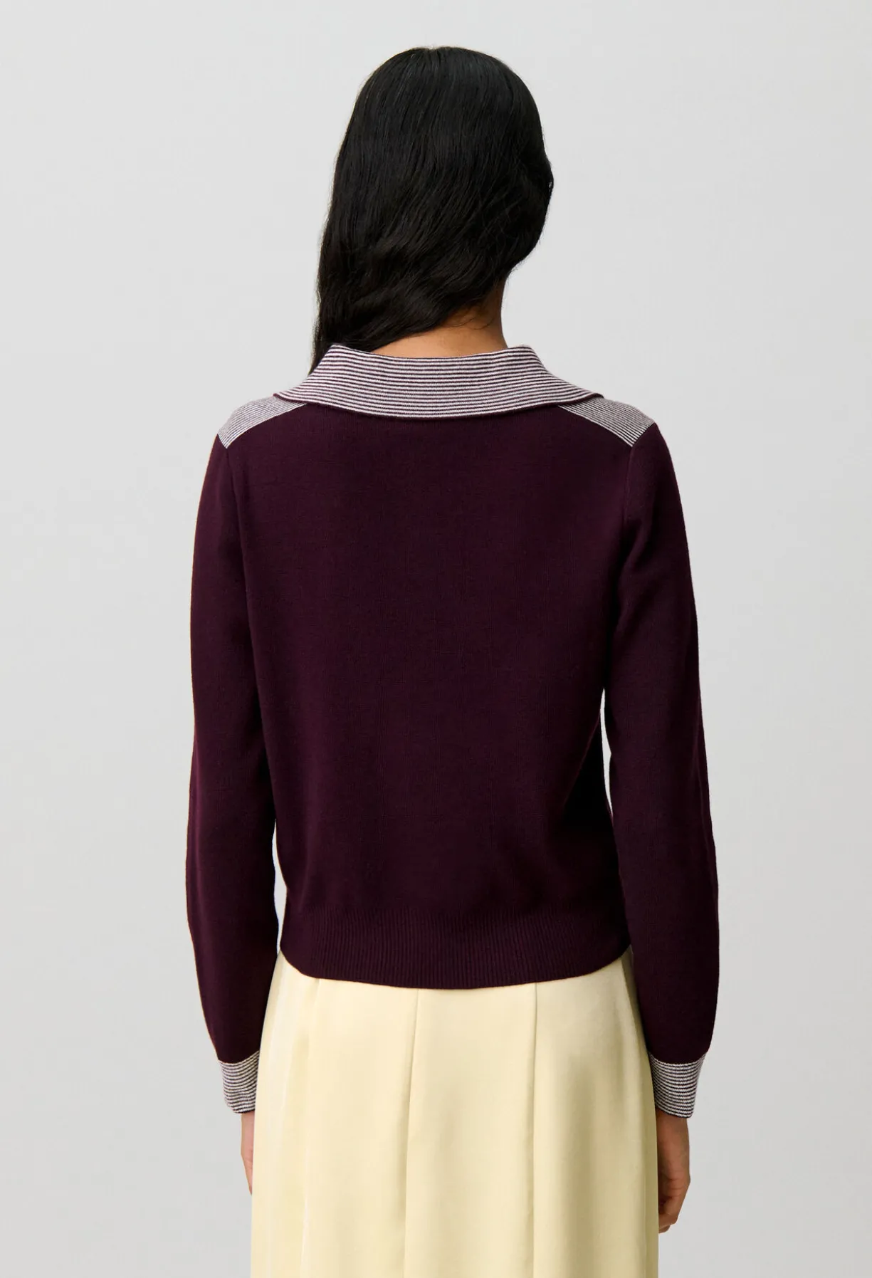 Cardigan laine col marin rayures