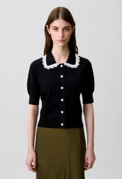 Cardigan maille dentelle
