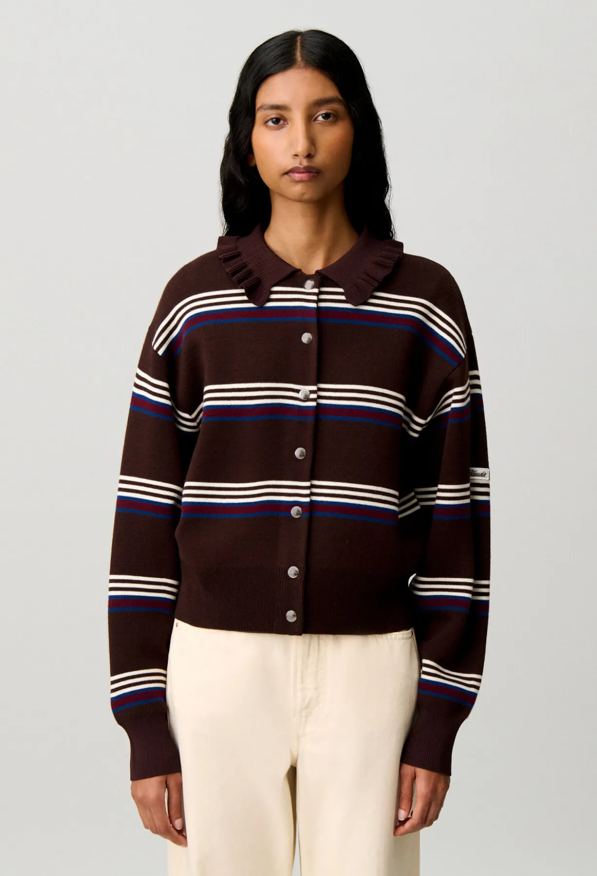 Cardigan maille rayé