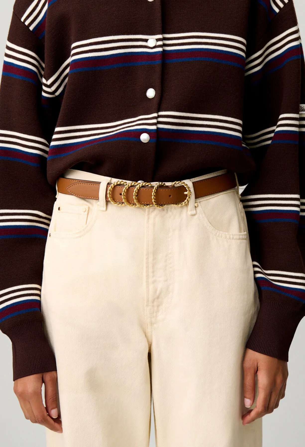 Ceinture cuir boucle dorée