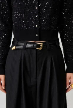 Ceinture cuir boucle organique
