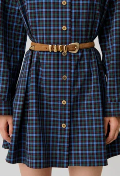Ceinture cuir lisse boucle organique