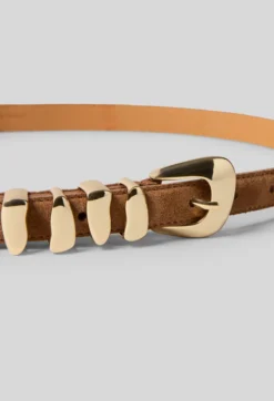Ceinture cuir lisse boucle organique