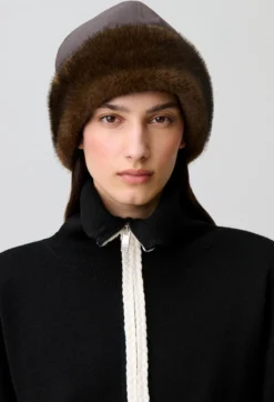 Chapeau nylon réversible fausse fourrure