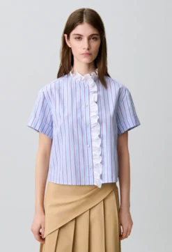 Chemise popeline rayée volants