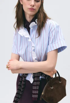Chemise popeline rayée volants