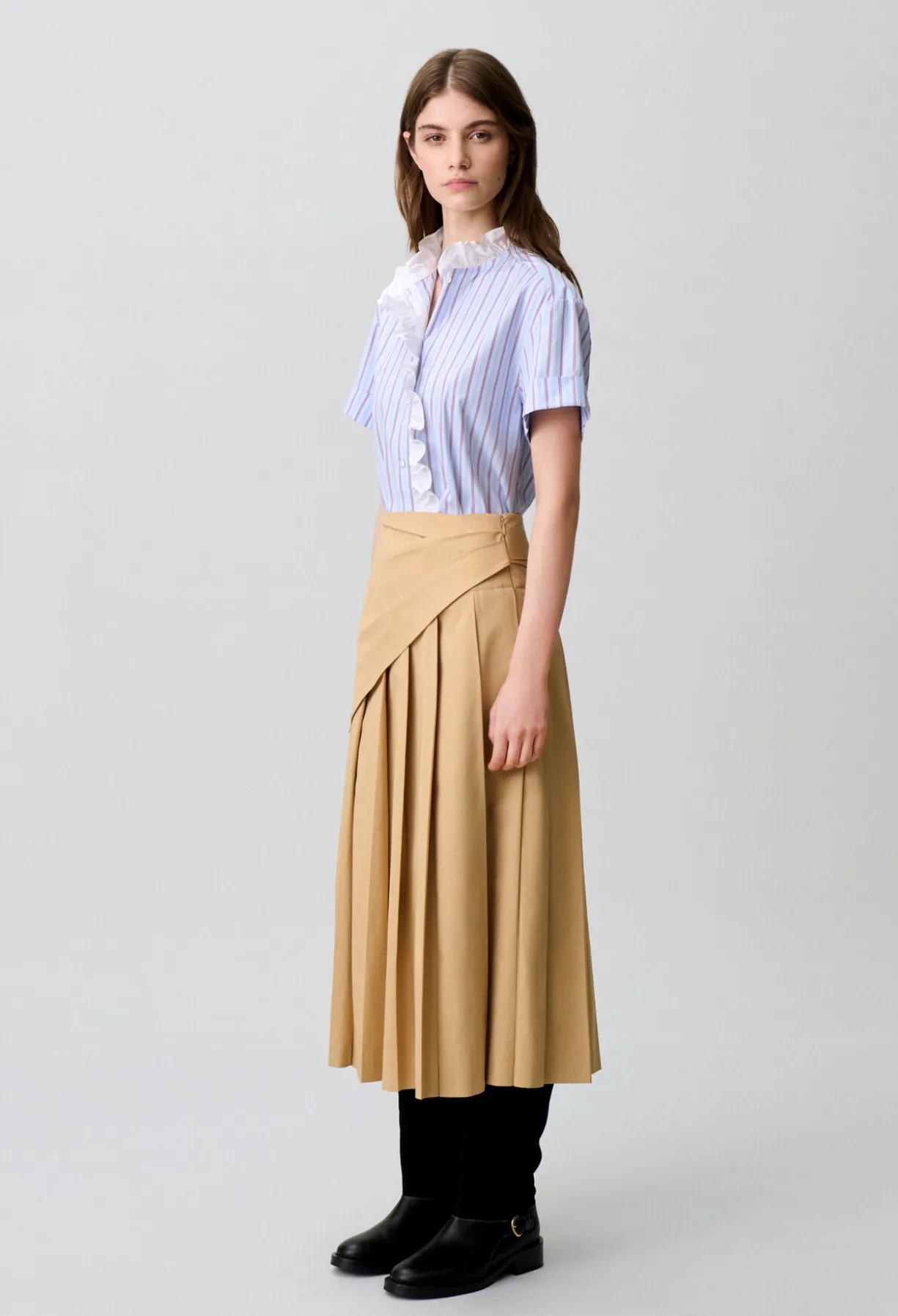 Chemise popeline rayée volants