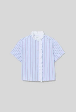 Chemise popeline rayée volants