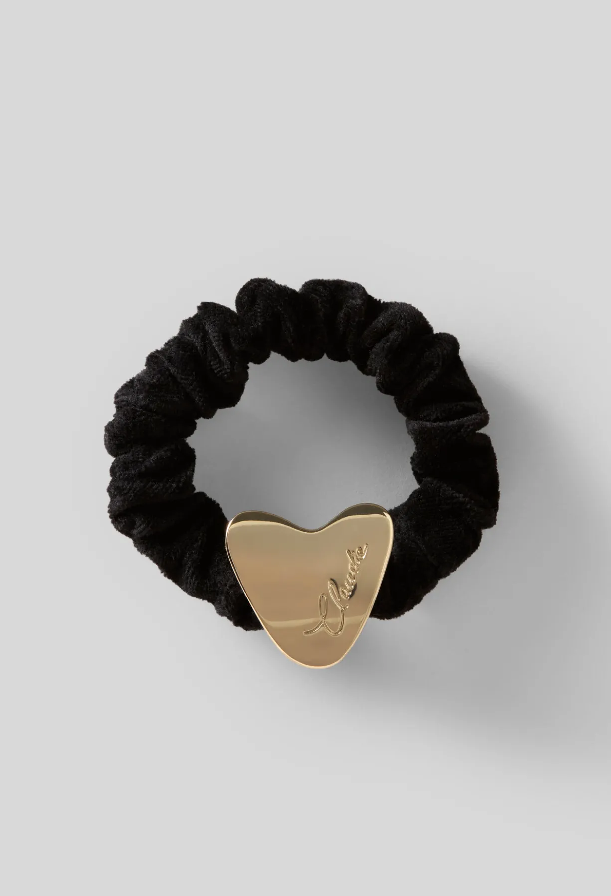 Chouchou velours coeur doré