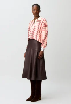 Jupe cuir mi-longue