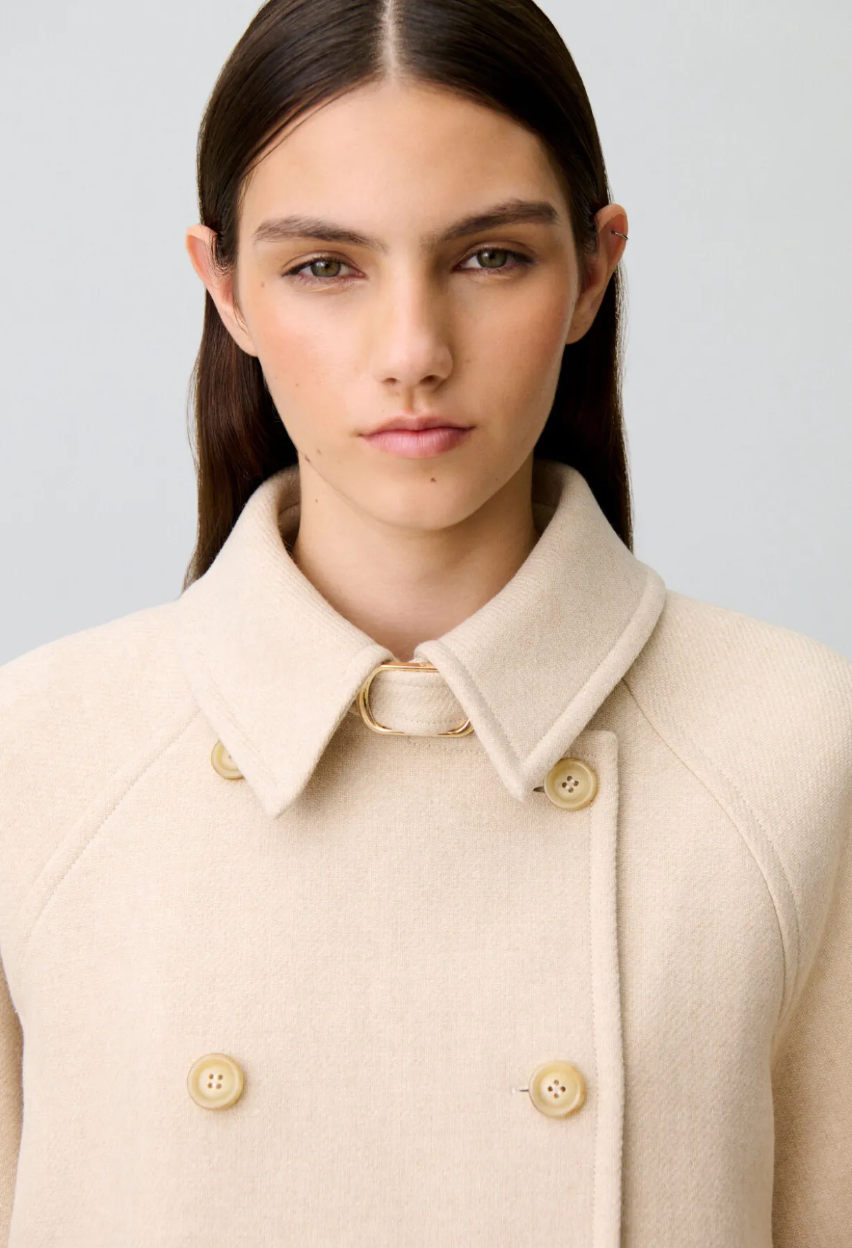 Manteau court caban col chemise
