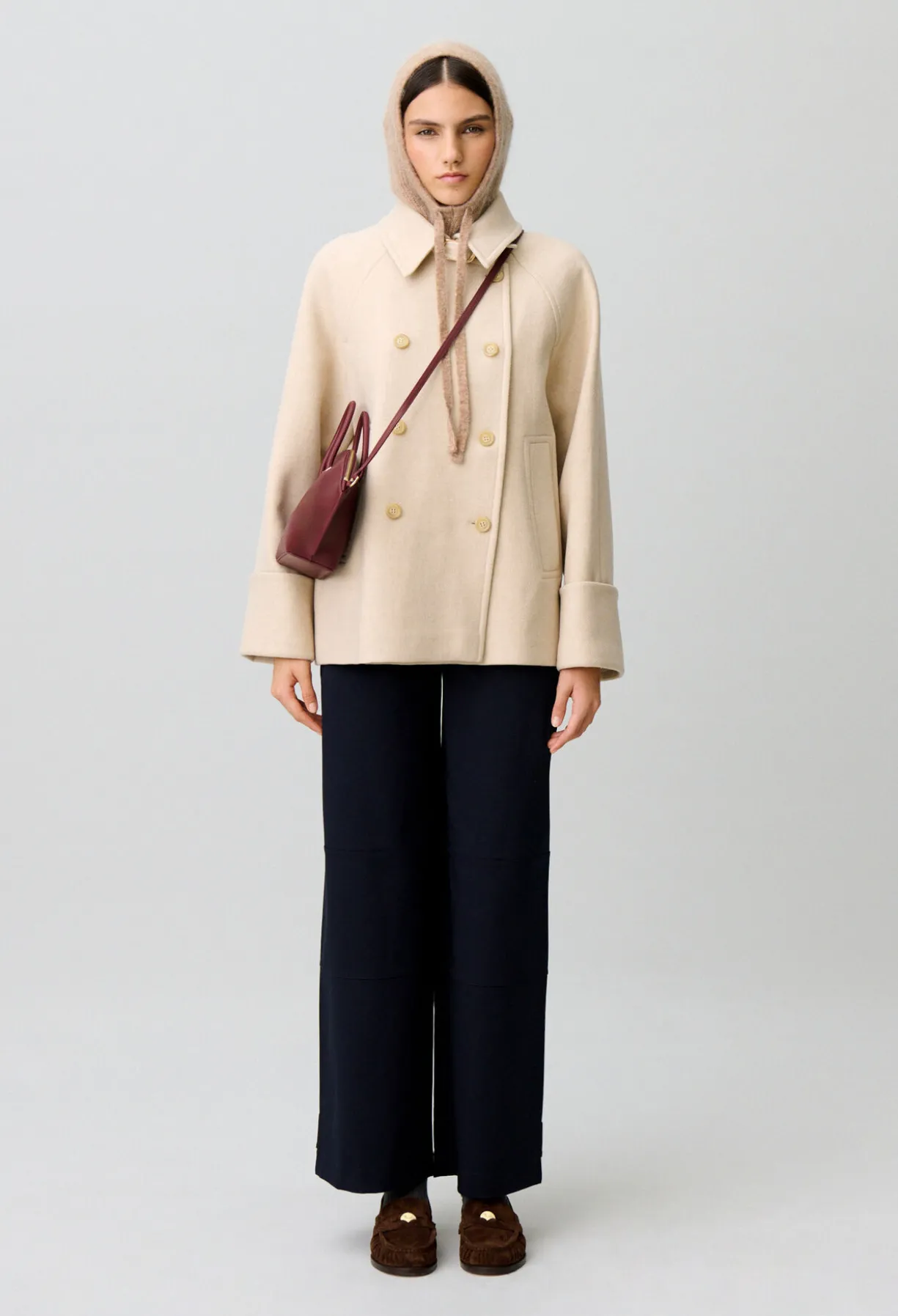 Manteau court caban col chemise