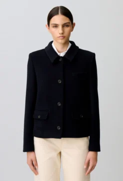 Manteau court laine mélangée