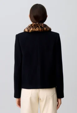 Manteau court laine mélangée