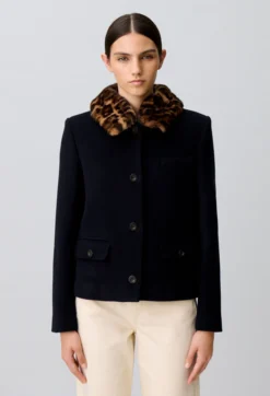 Manteau court laine mélangée