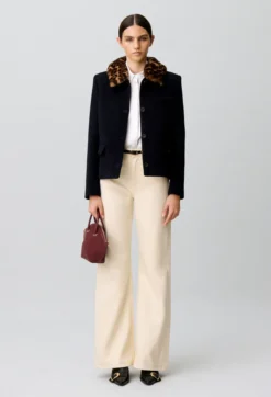 Manteau court laine mélangée
