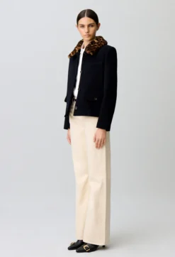 Manteau court laine mélangée