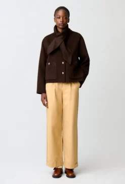 Manteau court laine mélangée