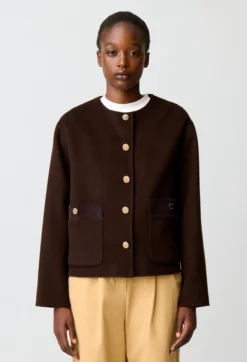 Manteau court laine mélangée