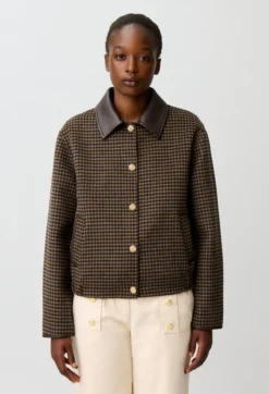 Manteau court laine mélangée