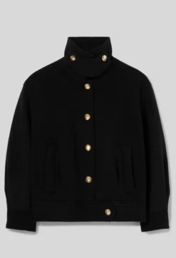 Manteau court noir col montant
