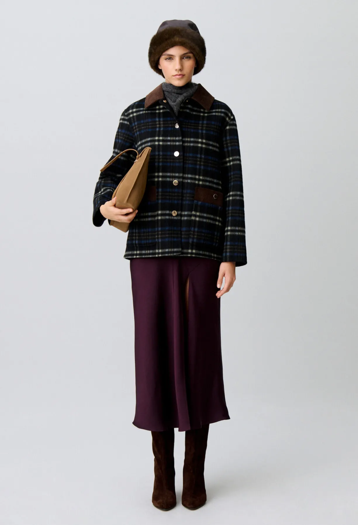 Manteau laine mélangée carreaux