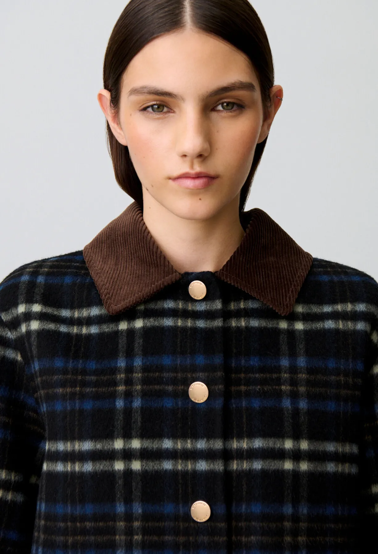 Manteau laine mélangée carreaux