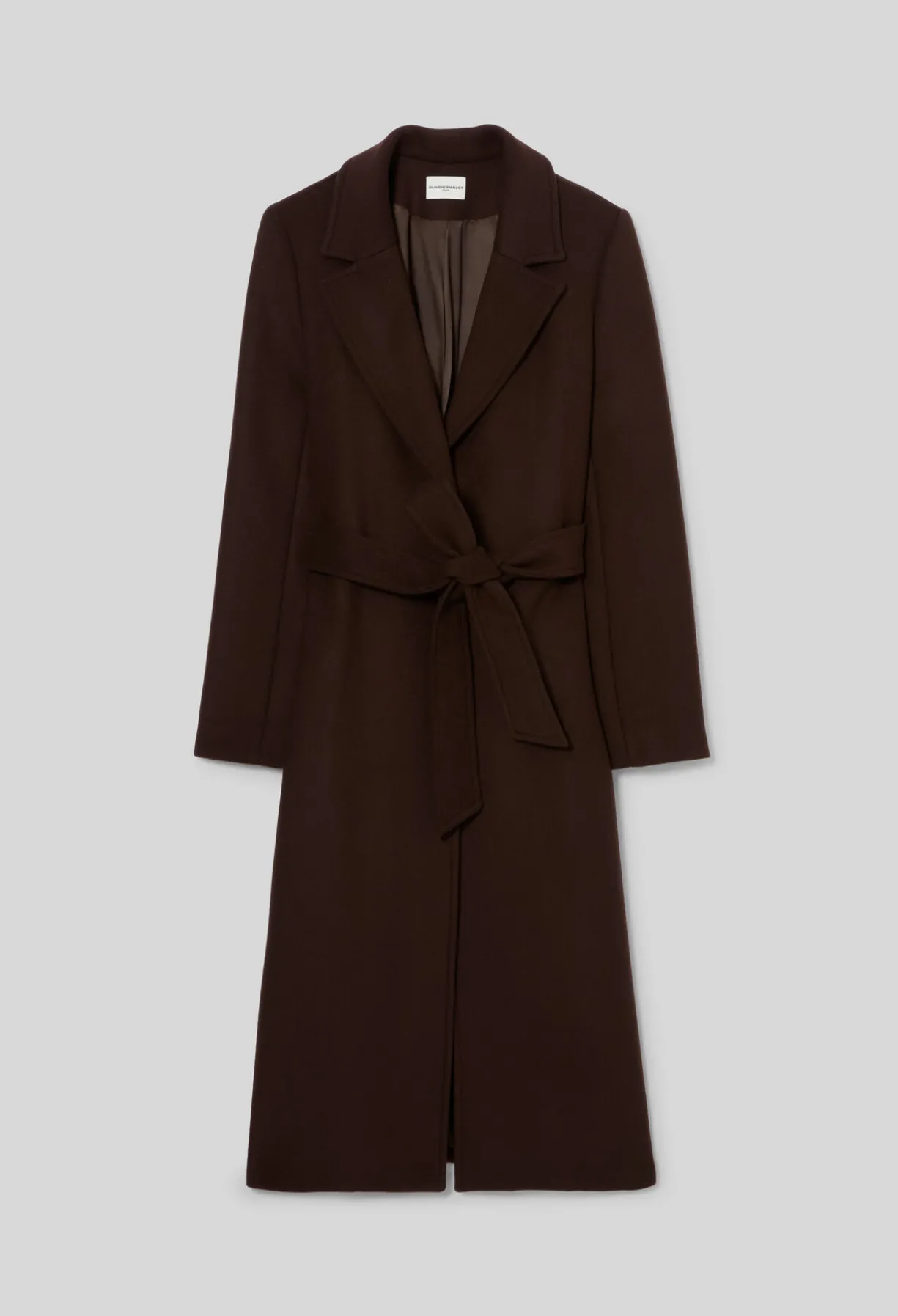 Manteau long laine ceinture