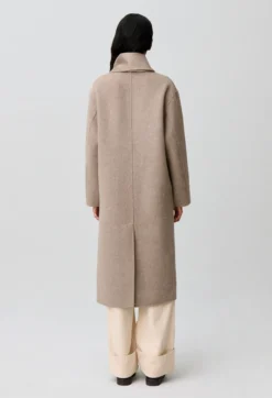 Manteau long laine col foulard