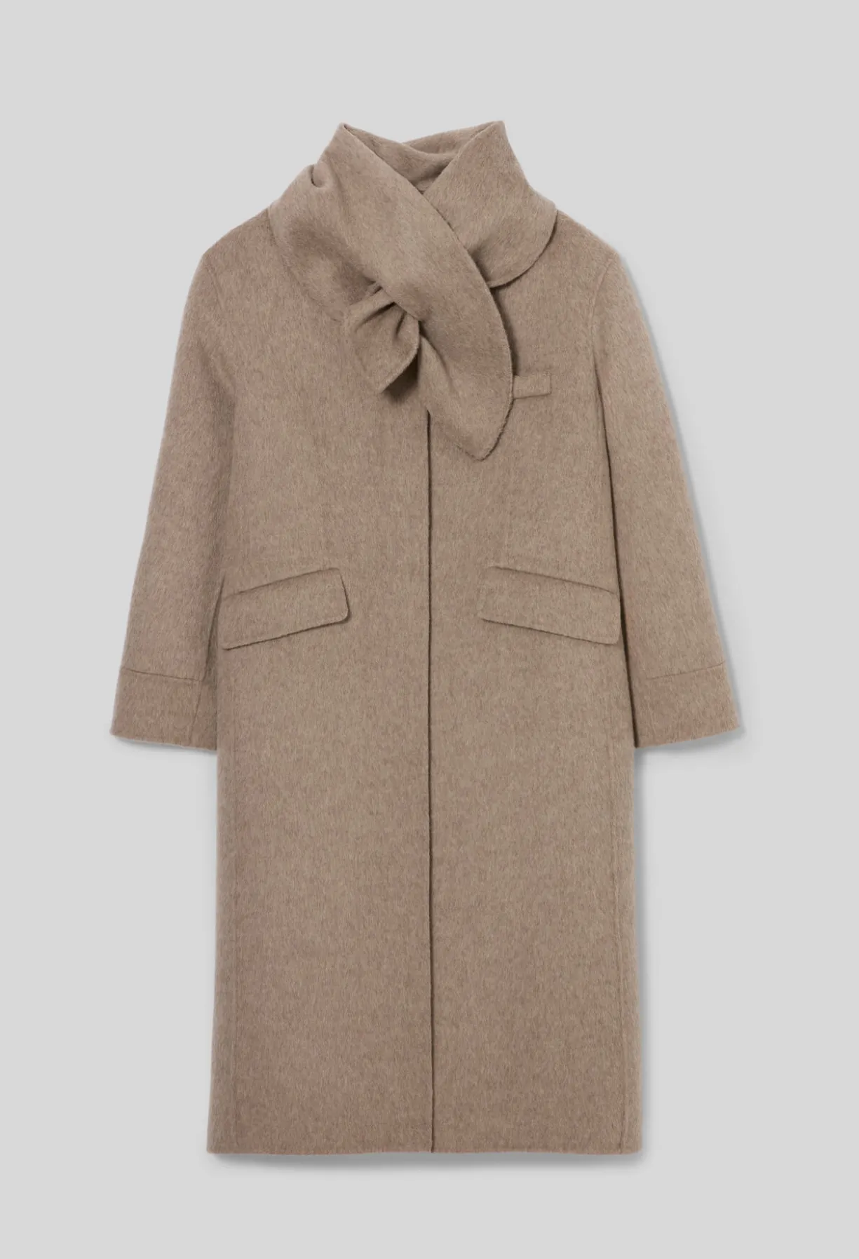 Manteau long laine col foulard