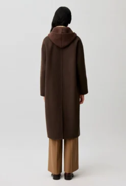 Manteau long laine col tailleur