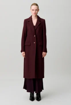 Manteau long laine mélangée