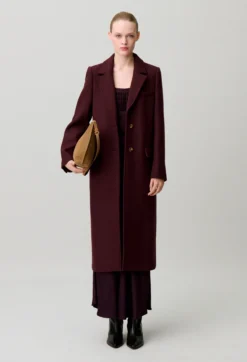 Manteau long laine mélangée