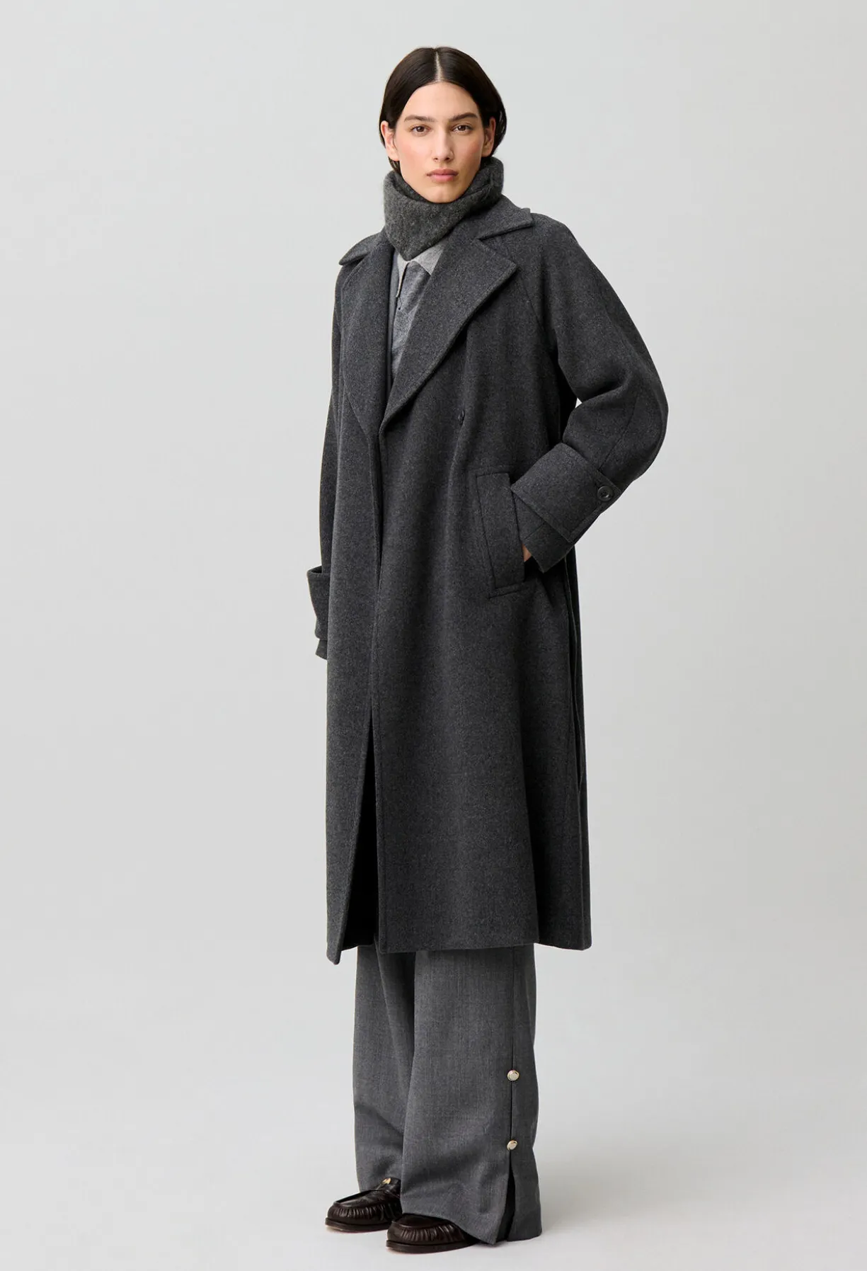 Manteau mi-long laine mélangée
