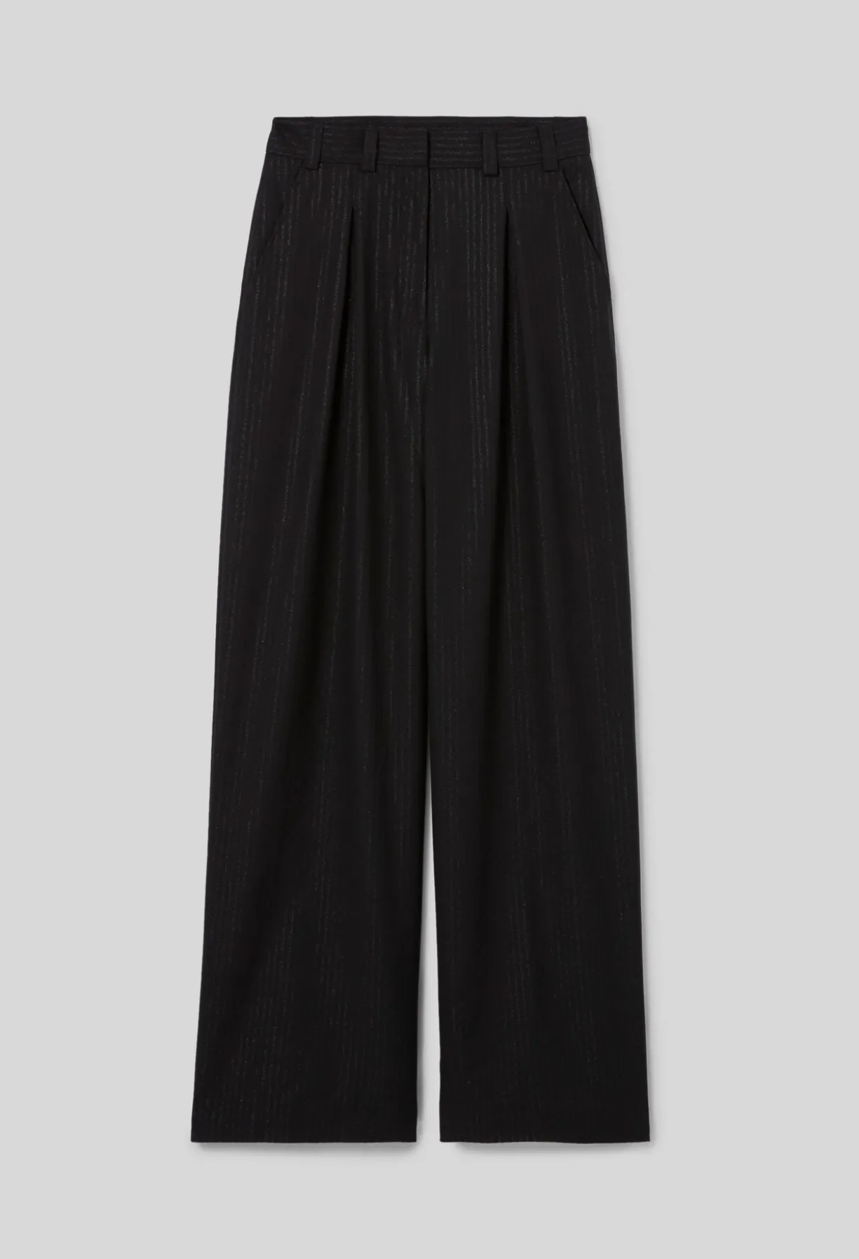 Pantalon droit laine mélangée rayures