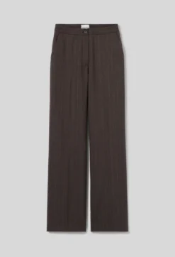 Pantalon droit laine mélangée rayé