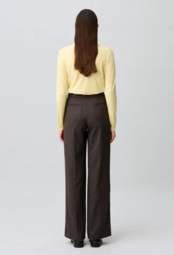 Pantalon droit laine mélangée rayé