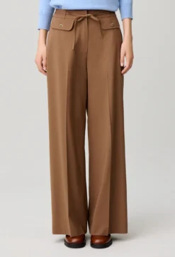 Pantalon laine mélangée jambes larges