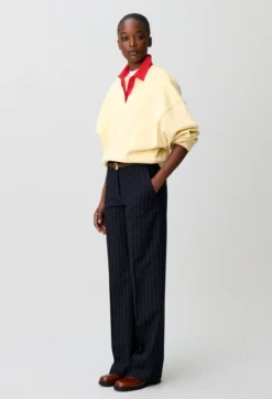 Pantalon laine mélangée rayé
