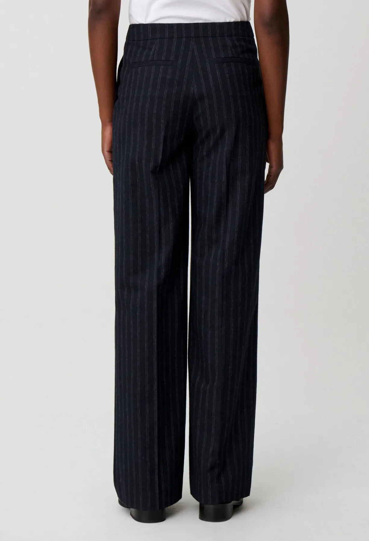 Pantalon laine mélangée rayé
