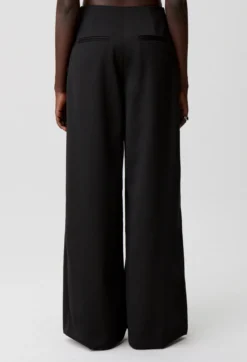 Pantalon large laine mélangée