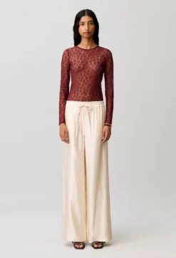 Pantalon large satin