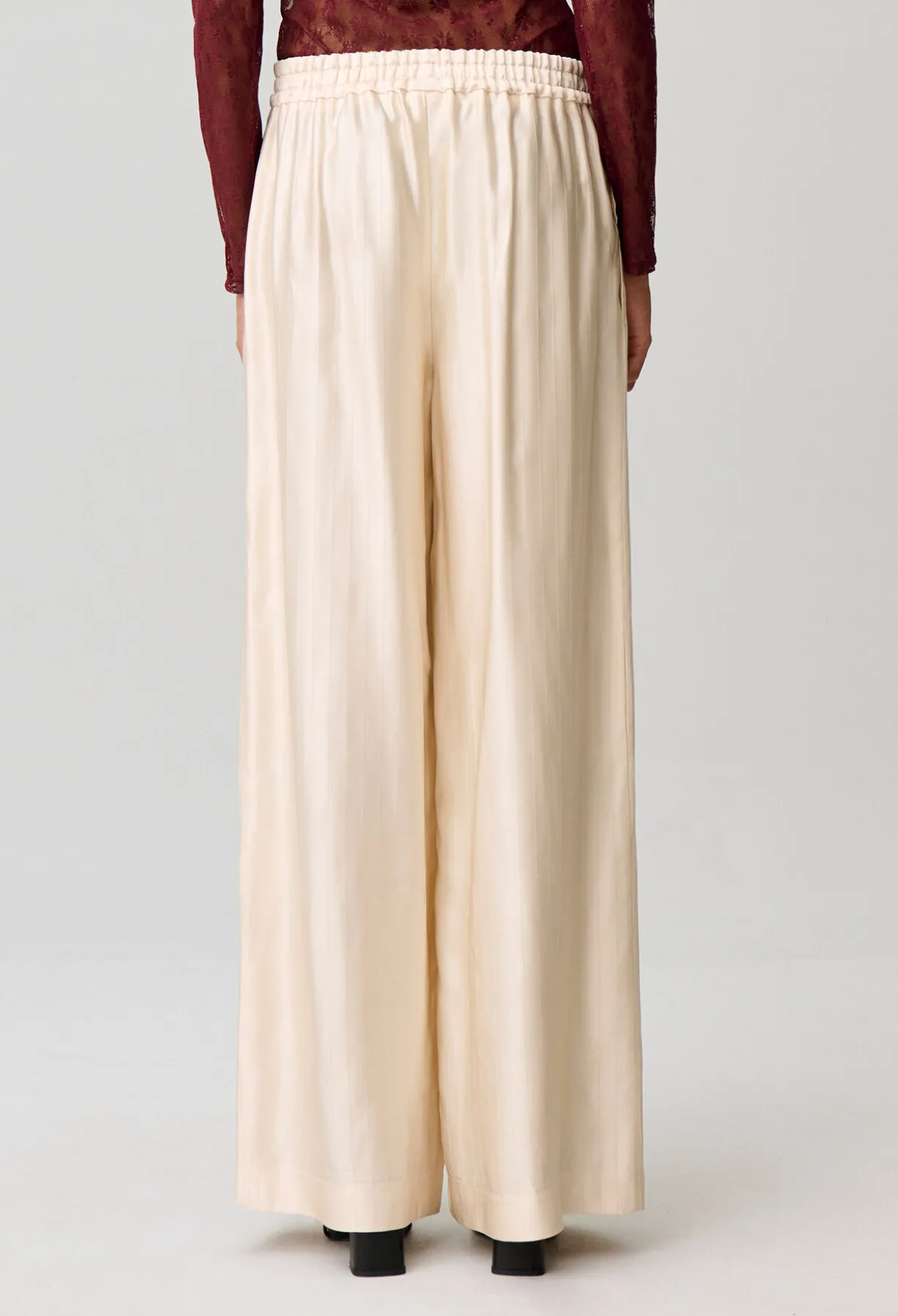 Pantalon large satin